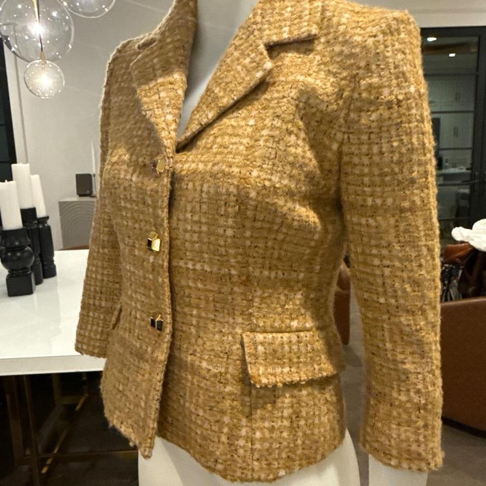 St John Tan & gold tweed blazer